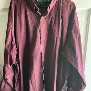 Men’s Polo long sleeve button down shirt. Classic Fit/3XL. Burgundy